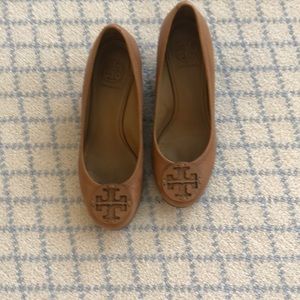 Tan Tory Burch wedges